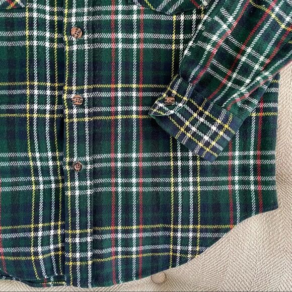 Vintage 70s JC Penney Green Plaid Flannel Button Up Shirt M - Picture 2 of 5